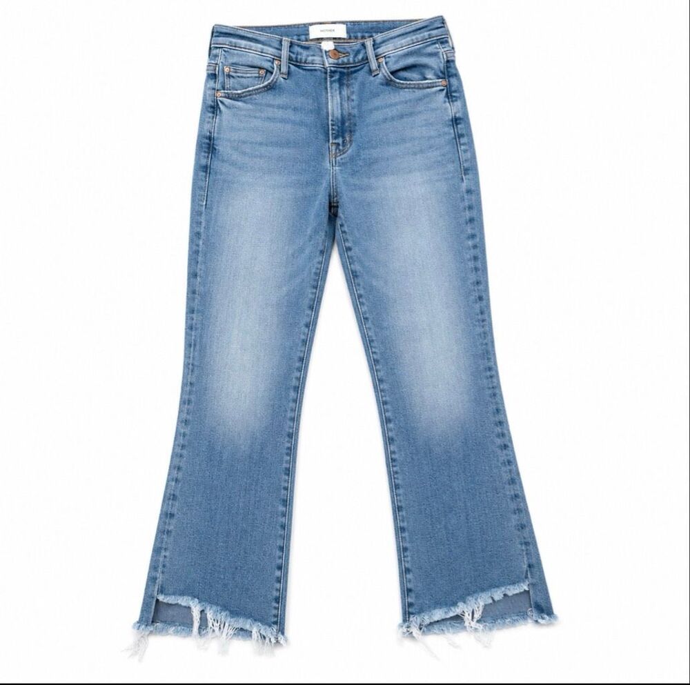 MOTHER The Insider Crop Step Fray Jeans Light Wash Size 26